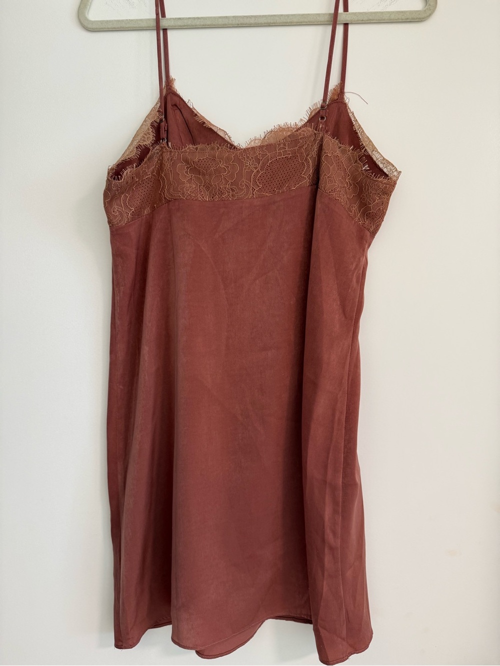 STORIA Dusty Rose Lace Satin Slip Mini Dress M - Picture 4 of 5